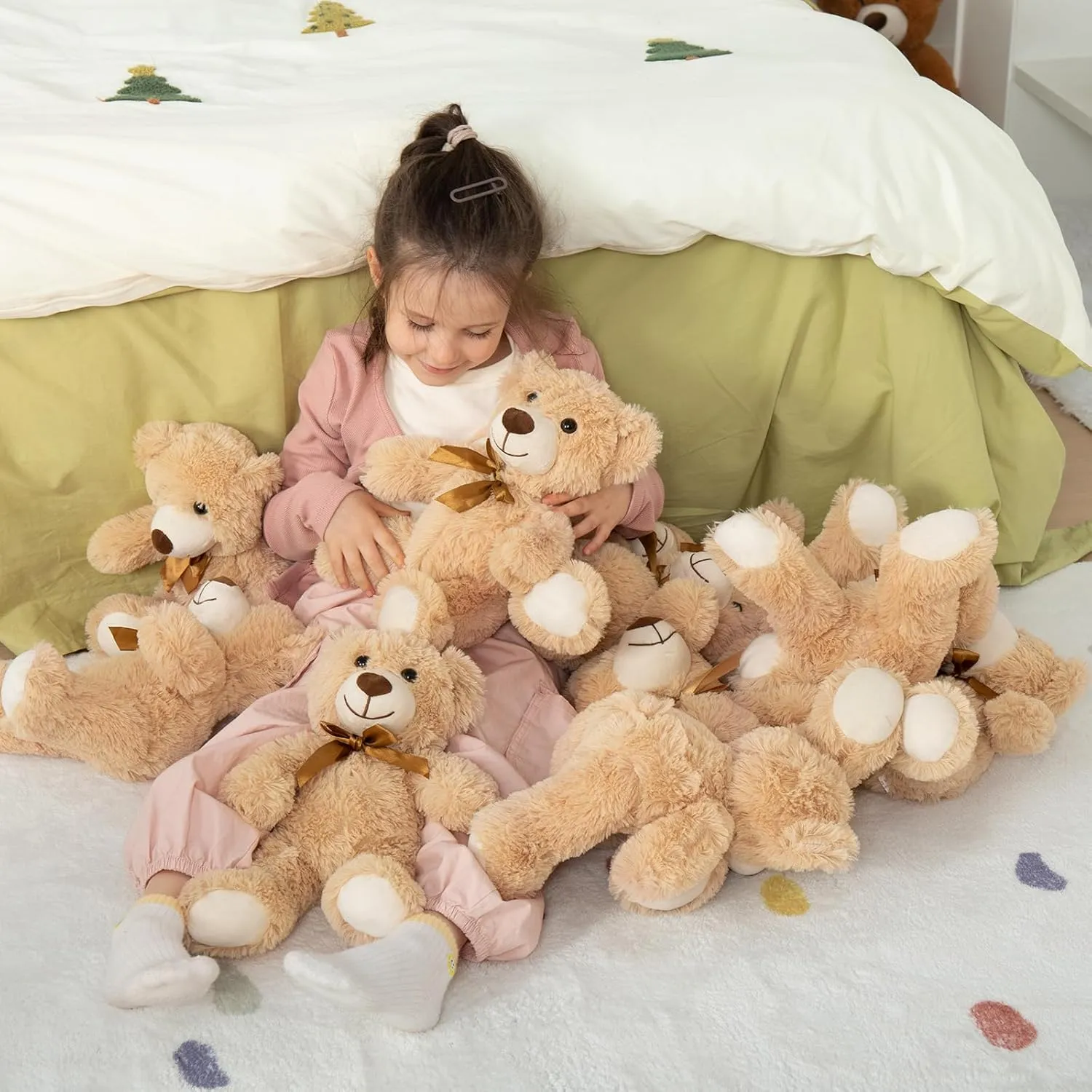 MaoGoLan 3 Pieces Bulk Teddy Bears Stuffed Animals Baby Shower, Soft Small Stuffed Teddy Bears in Bulk, 13.5" Cuddly Mini Teddy Bears Centerpiece,Wedding,Party,Engagement,Tan,Beige,Gray