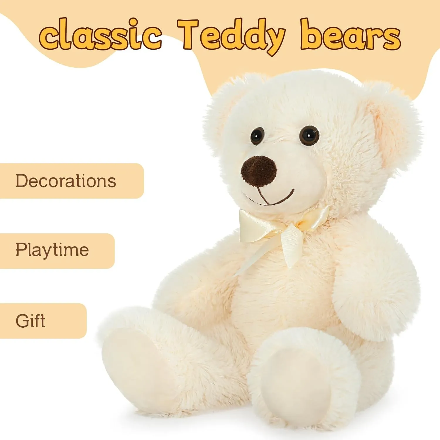 MaoGoLan 3 Pieces Bulk Teddy Bears Stuffed Animals Baby Shower, Soft Small Stuffed Teddy Bears in Bulk, 13.5" Cuddly Mini Teddy Bears Centerpiece,Wedding,Party,Engagement,Tan,Beige,Gray