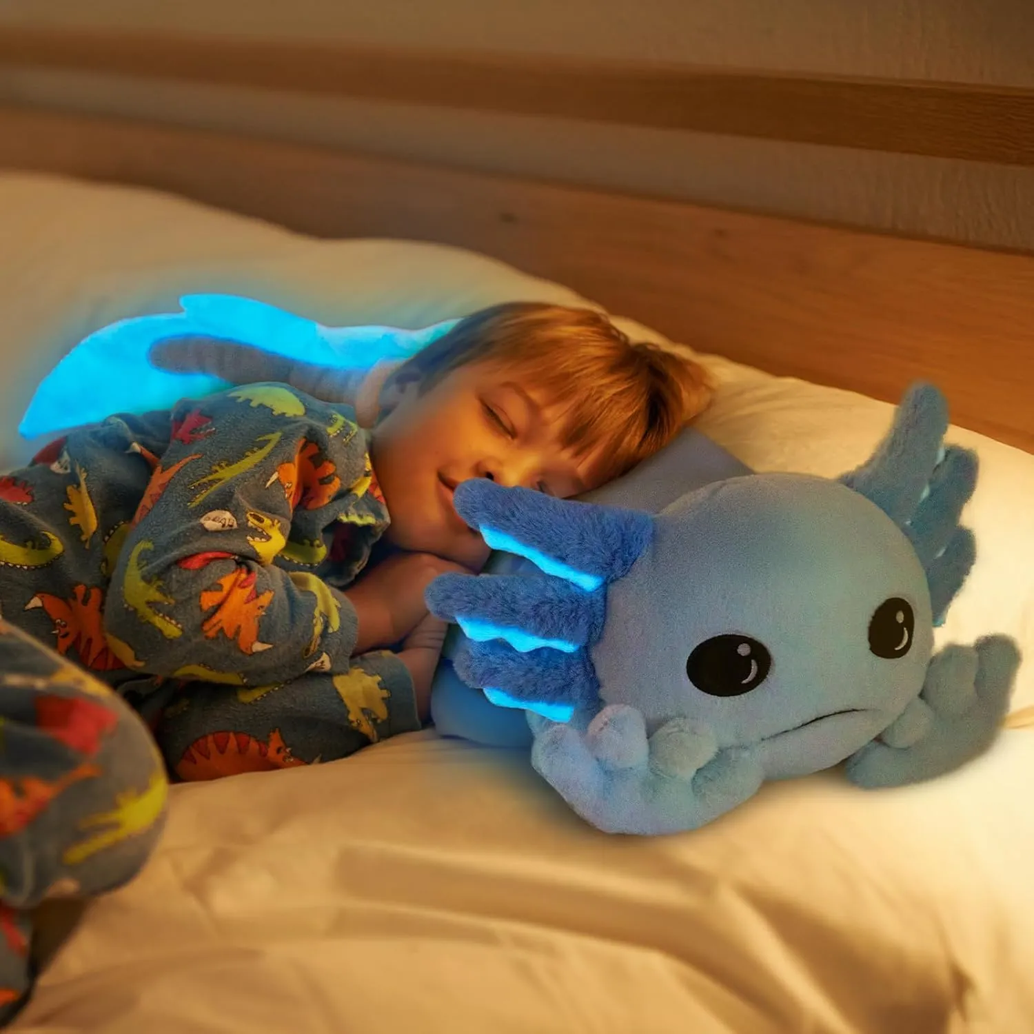 MaoGoLan 5 Pcs Axolotl Plush Stuffed Animal with 4 Babies Inside, 31.5" Glow Mommy Axolotl Plush Pillow for Girls, Soft Long Salamander Plushies for Birthday Gifts, Blue