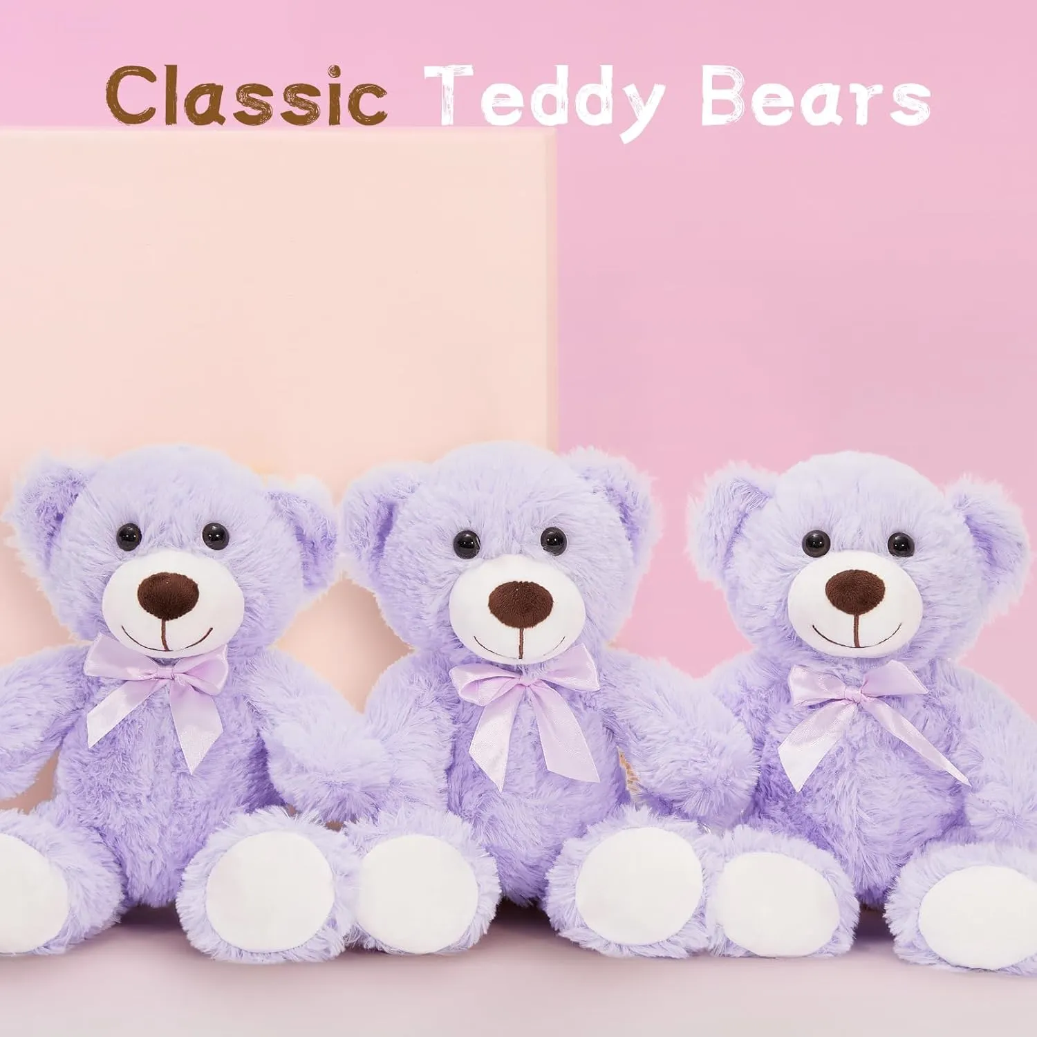 MaoGoLan Bulk Teddy Bear Baby Shower, 10 Packs Small Teddy Bear Stuffed Animals in Bulk,13.5" Small Stuffed Bears Plush for Wedding,Birthday,Christmas, Party Decorations,Purple