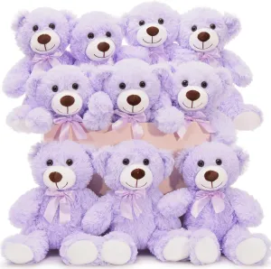MaoGoLan Bulk Teddy Bear Baby Shower, 10 Packs Small Teddy Bear Stuffed Animals in Bulk,13.5" Small Stuffed Bears Plush for Wedding,Birthday,Christmas, Party Decorations,Purple