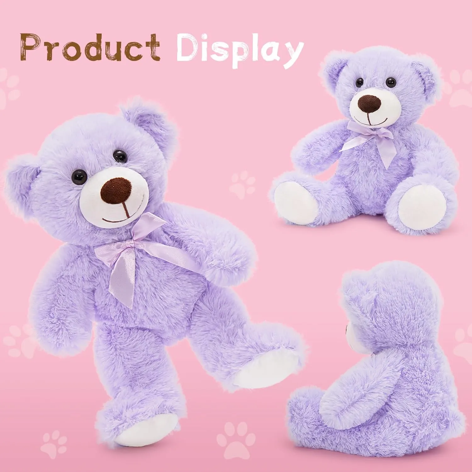 MaoGoLan Bulk Teddy Bear Baby Shower, 10 Packs Small Teddy Bear Stuffed Animals in Bulk,13.5" Small Stuffed Bears Plush for Wedding,Birthday,Christmas, Party Decorations,Purple
