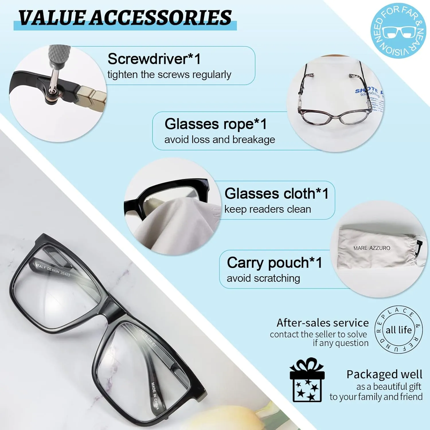 MARE AZZURO Oversized Bifocal Reading Glasses Men Blue Light Blocking Readers 1.0 1.25 1.5 1.75 2.0 2.25 2.5 2.75 3.0 3.5