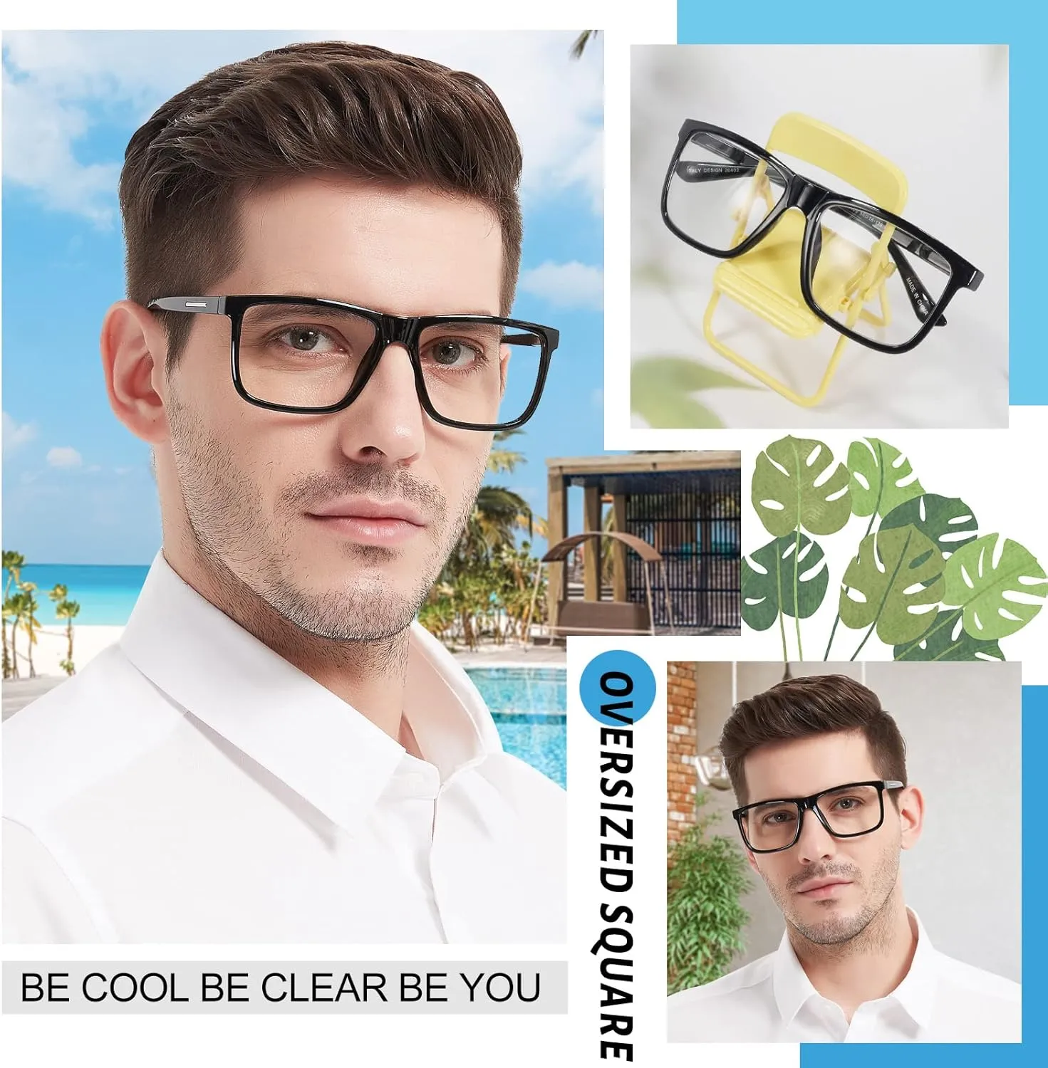 MARE AZZURO Oversized Bifocal Reading Glasses Men Blue Light Blocking Readers 1.0 1.25 1.5 1.75 2.0 2.25 2.5 2.75 3.0 3.5