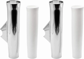 MARINE CITY Adjustable Fishing Rod Holder, White Anodized Aluminum Flared Weld-on Vinyl Insert for Boats, Yachts, Marines