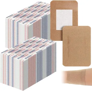 Marsui Large Bandages - Flexible Adhesive Fabric Bandages 3 x 4 Inch - Latex Free - 300 Pcs Assorted Size for First Aid Wound Care