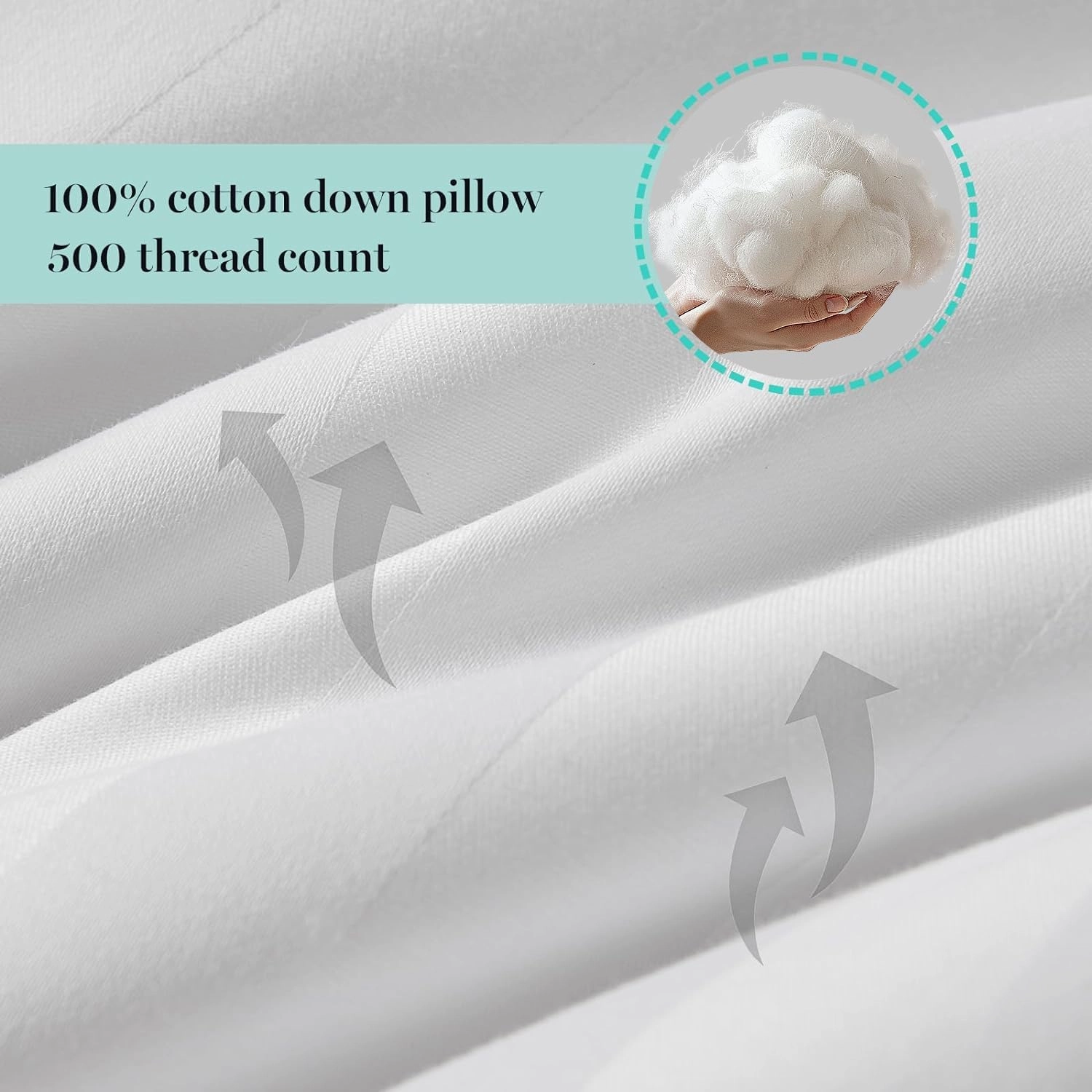MARTHA STEWART Hotel Collection Medium Soft Feather Down Pillows 100% Cotton 500 Thread Count Damask Stripe Embroidered, Queen Size Set of 2, White 2