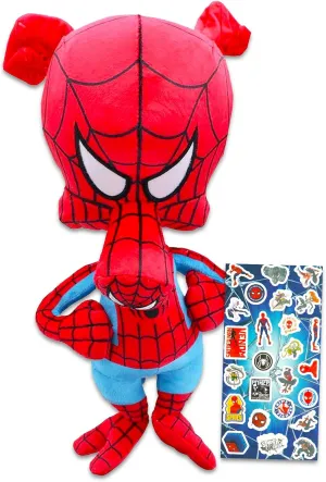 Marvel Spider Ham Plushie for Kids - Spiderman Toy Bundle with 12" Spider Ham Stuffed Toy Plus Stickers for Boys, Girls | Peter Porker Spider-Ham Toy