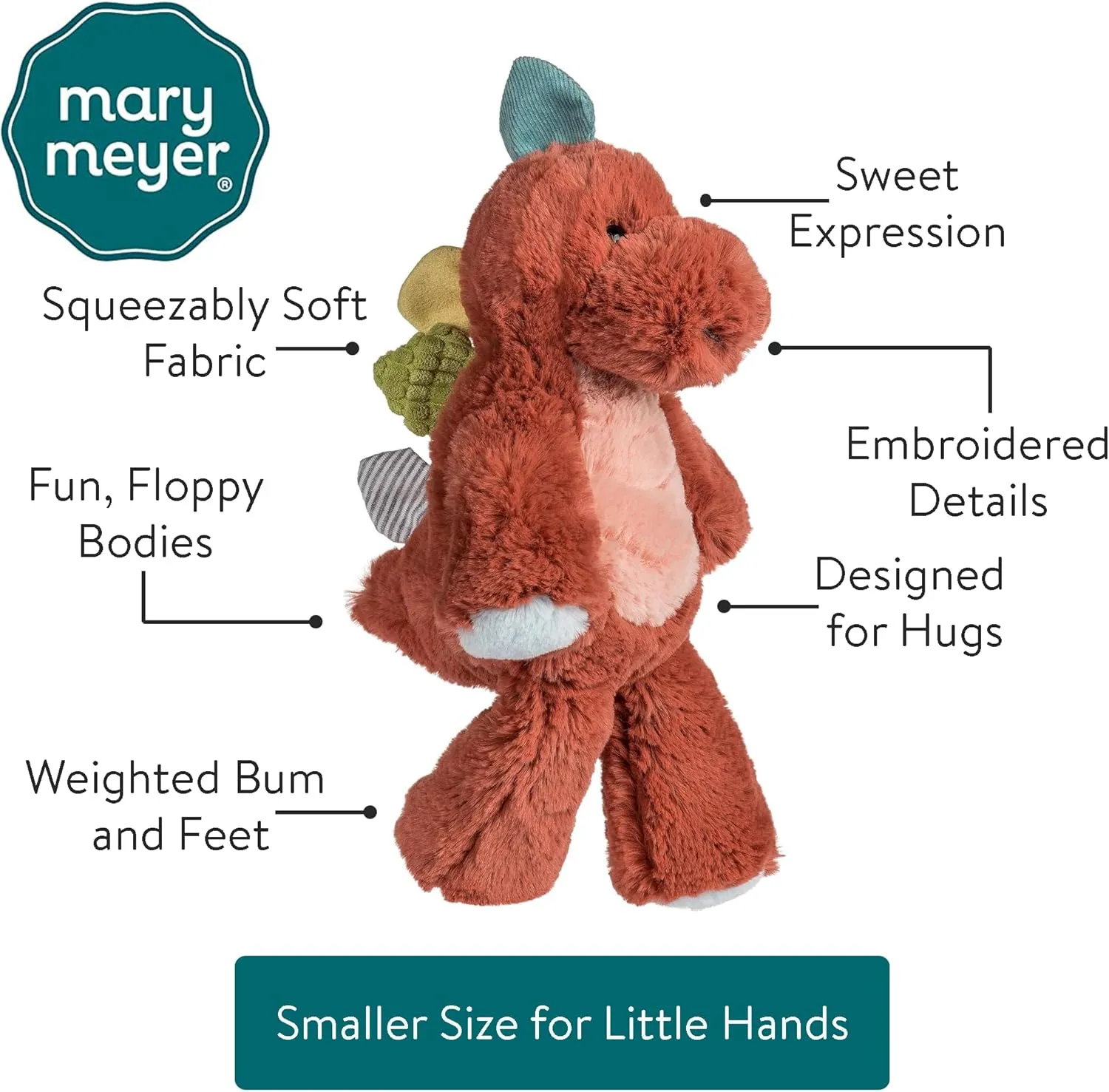 Mary Meyer Stuffed Animal Marshmallow Zoo Soft Toy, 9-Inches, Junior Stegosaurus
