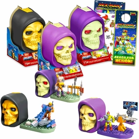Masters of the Universe Blind Box Set for Kids - Bundle with 3 Skeletor Skulls Mystery Playsets, Plus Stickers, More | Masters of the Universe Toy Party Favors