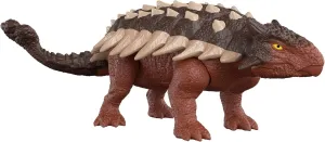 Mattel Jurassic World Dominion Roar Strikers Ankylosaurus Dinosaur Action Figure with Roaring Sound and Attack Action, Toy Gift Physical & Digital Play