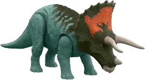 Mattel Jurassic World Dominion Roar Strikers Dinosaur Action Figure with Roaring Sound & Attack Action, Triceratops Dino Toy Includes Digital Play