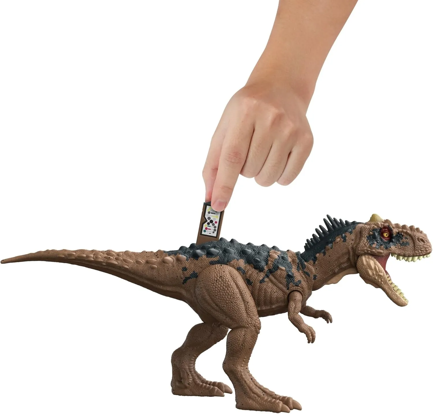 Mattel Jurassic World Dominion Roar Strikers Rajasaurus Dinosaur Action Figure with Roaring Sound and Attack Action, Toy Toy Physical & Digital Play