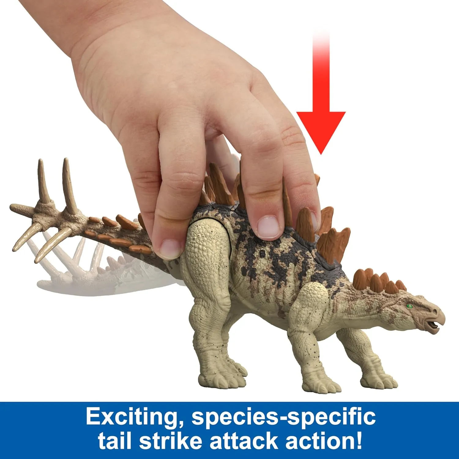 Mattel Jurassic World Strike Attack Dinosaur Toy with Single-Strike Action & Movable Joints, Tuojiangosaurus Action Figure Includes Digital Play