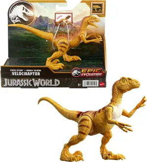 Mattel Jurassic World Strike Attack Dinosaur Toy with Single-Strike Action & Movable Joints, Velociraptor Action Figure Includes Digital Play