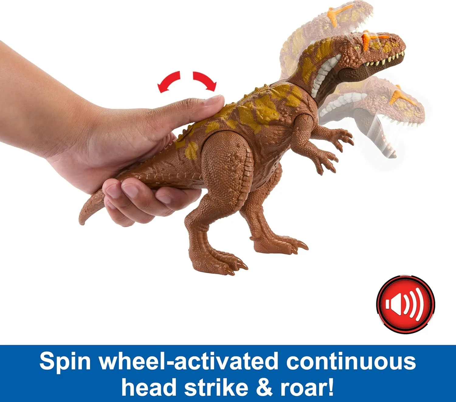 Mattel Jurassic World Wild Roar Dinosaur Toy with Sound & Attack Move, Megalosaurus Posable Action Figure Includes Digital Play, 11 inches Long