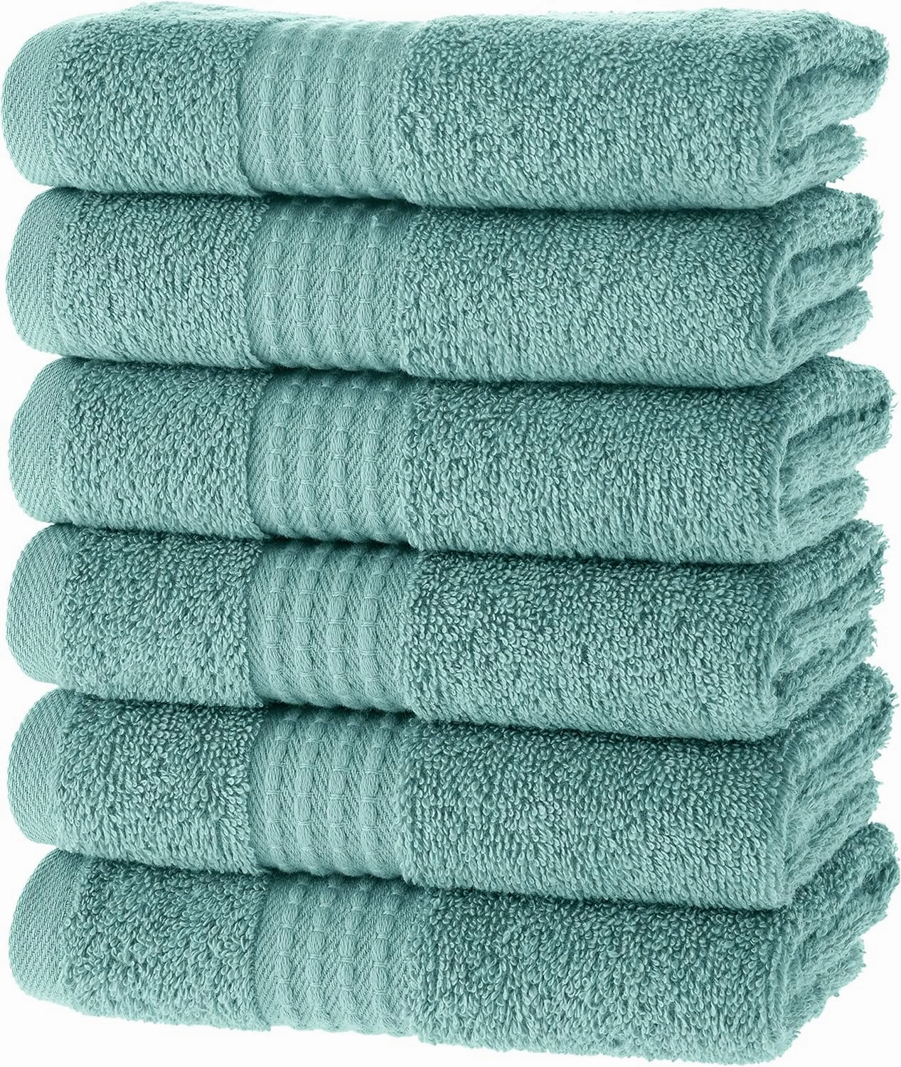 MAURA Basics Turkish Cotton Washcloth Towel Set High Performance Bathroom Essentials with Hanging Loops, Standard Size 13”x13”, Ideal for Daily Comfort, Seafoam