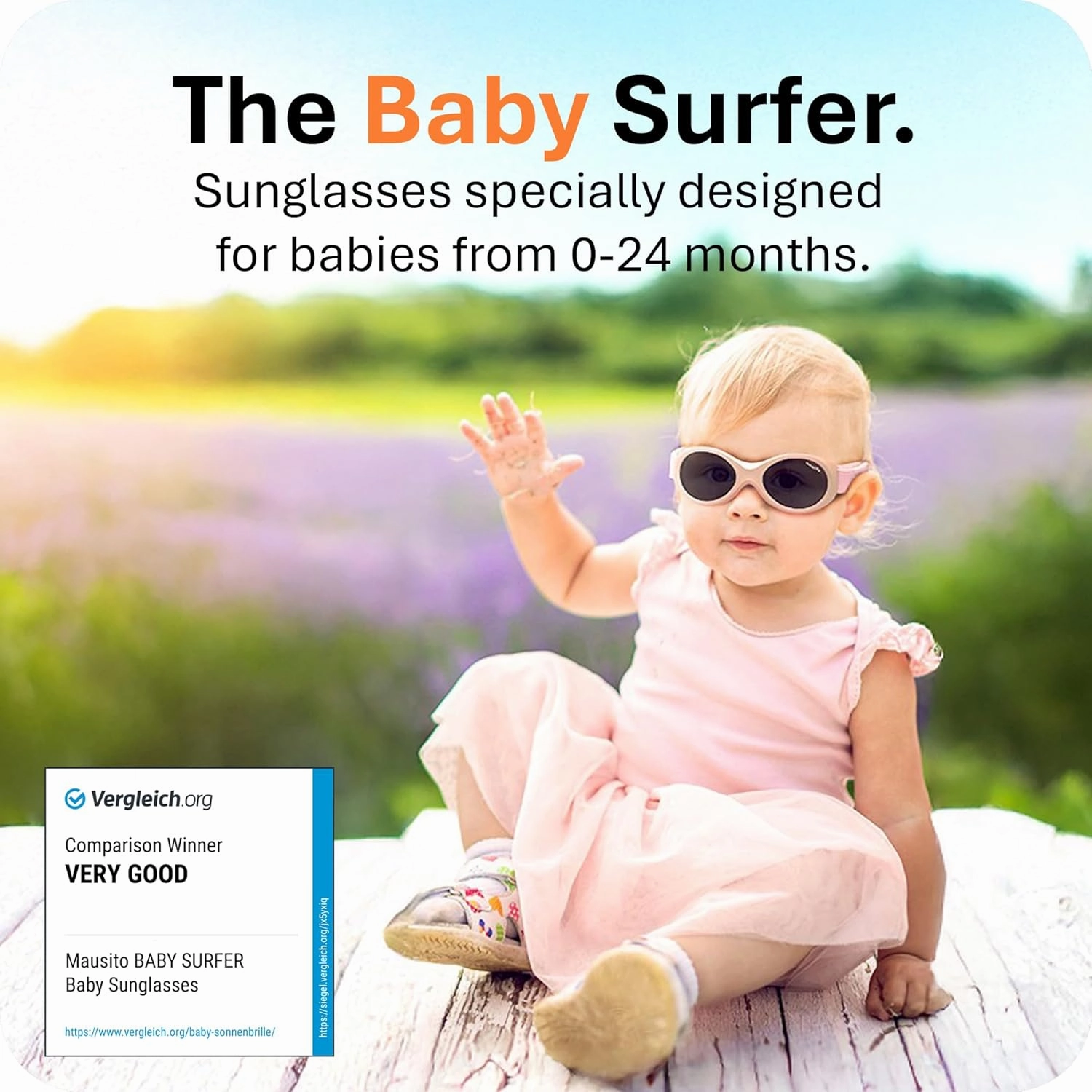 Mausito BABY sunglasses 0-24 months | Flexible BPA-Free infant sunglasses with adjustable strap | 100% UV Protection Sunnies