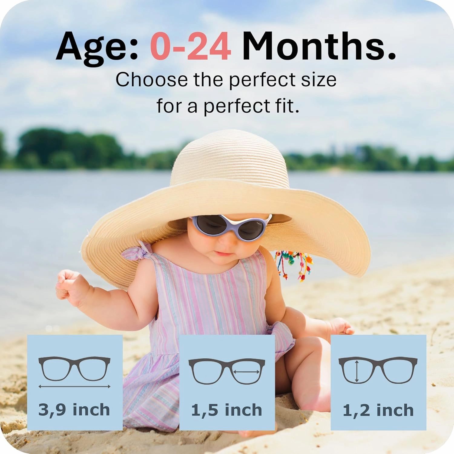 Mausito BABY sunglasses 0-24 months | Flexible BPA-Free infant sunglasses with adjustable strap | 100% UV Protection Sunnies