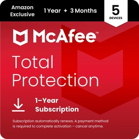 McAfee Total Protection 5-Device 2025 |15 Month Subscription with Auto-Renewal | Security Software Includes Antivirus, Secure VPN, Scam Protection, Identity Monitoring | Download