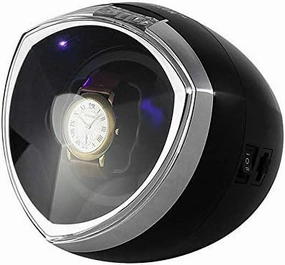 Mechanical Watch Shaker Single Automatic Watch Winder, with Smart Timer Control - Winding Box LED Illumination Quiet Motor 4 Rotation Modes (Color : W