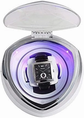 Mechanical Watch Shaker Single Watch Winder 1 Watch Automatic Winding Box with Smart Timer Control LED Illumination Quiet Motor 4 Rotation Modes (Colo