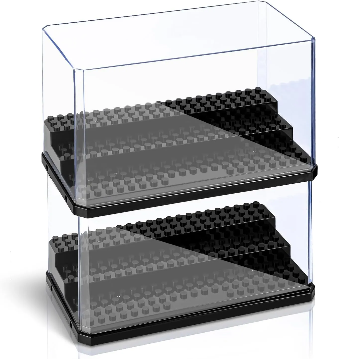 Medium-Sized Miniature Display Case for Figures, 2 Pack Building Block Display Cases for Collectibles, Acrylic Display Storage Box, Gift for Action Figure & Miniatures Toys Lovers
