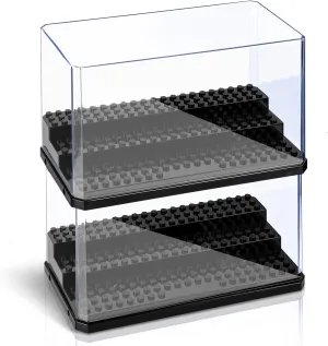 Medium-Sized Miniature Display Case for Figures, 2 Pack Building Block Display Cases for Collectibles, Acrylic Display Storage Box, Gift for Action Figure & Miniatures Toys Lovers