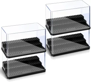 Medium-Sized Miniature Display Case for Figures, 4 Pack Building Block Display Cases for Collectibles, Acrylic Display Storage Box, Gift for Action Figure & Miniatures Toys Lovers