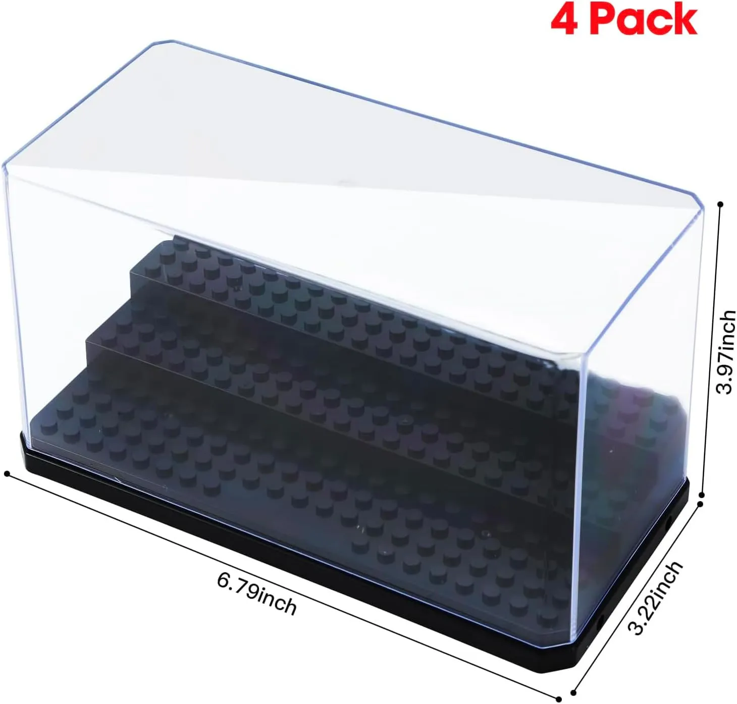 Medium-Sized Miniature Display Case for Figures, 4 Pack Building Block Display Cases for Collectibles, Acrylic Display Storage Box, Gift for Action Figure & Miniatures Toys Lovers
