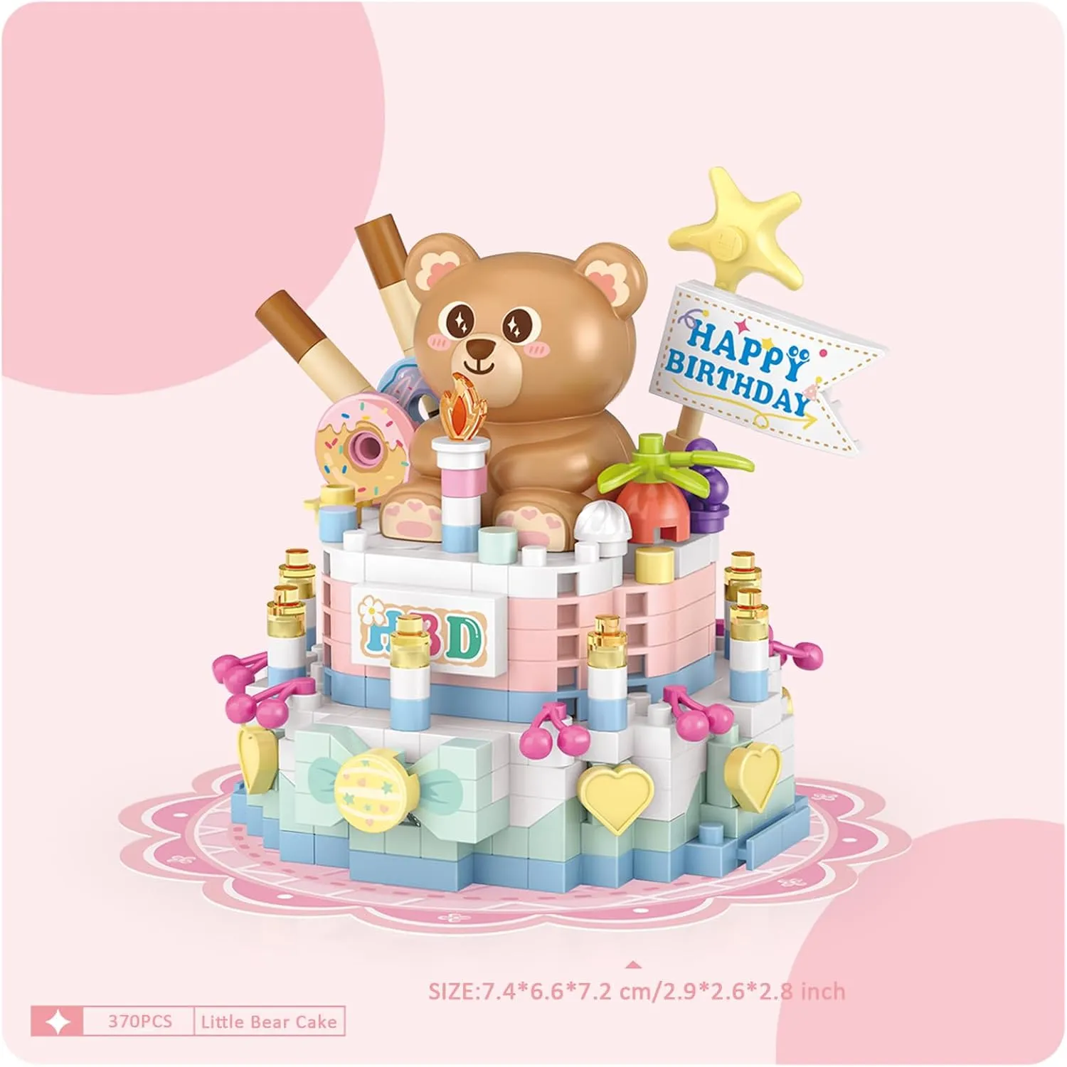 MEIEST 3-Packs Food Building Blocks Model Set,Cute Simulation Dessert Collection Particle Construction Building Bricks Toy,Home Decor (Colorful Dessert)