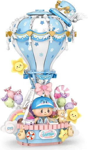 MEIEST Hot Air Balloon Building Blocks Set,Fantasy Dream Journey Collection Construction Building Bricks Toy,Home Decoration (Snow)