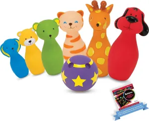 Melissa & Doug﻿ Bowling Friends: P r e s c h o o l Playset Bundle with 1 Theme Compatible M&D Scratch Fun Mini-Pad (09160)