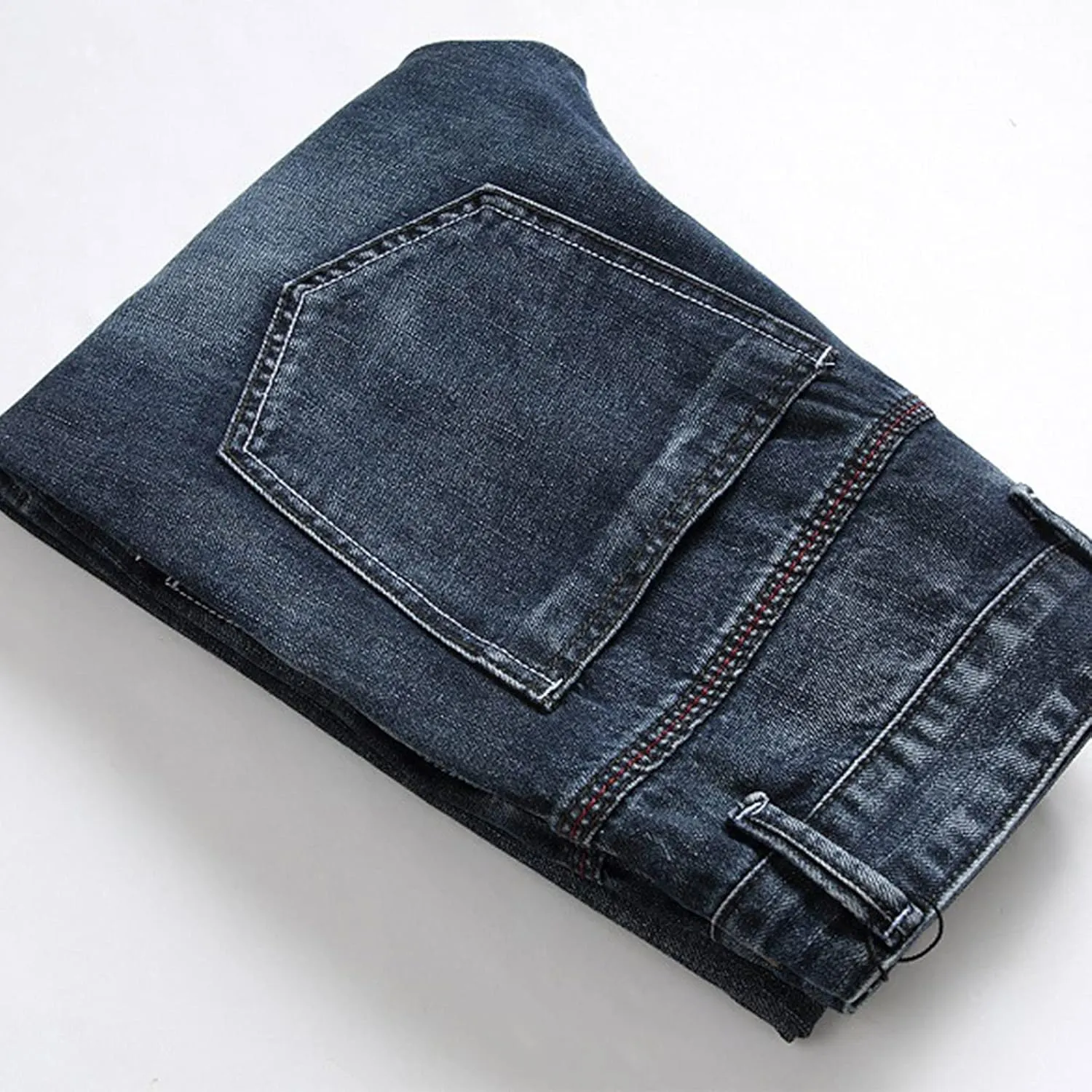Men's Ripped Jeans Casual Stretch Button Zipper Pants with Pockets Relaxed Fit Denim Pants Boys Trendy Streetwear Jeans