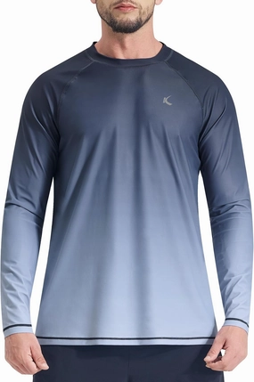 Mens Rash Guard UPF 50  Swim Shirts UV Sun Protection T-Shirt Quick Dry Long Sleeve Beach Shirts for Fishing