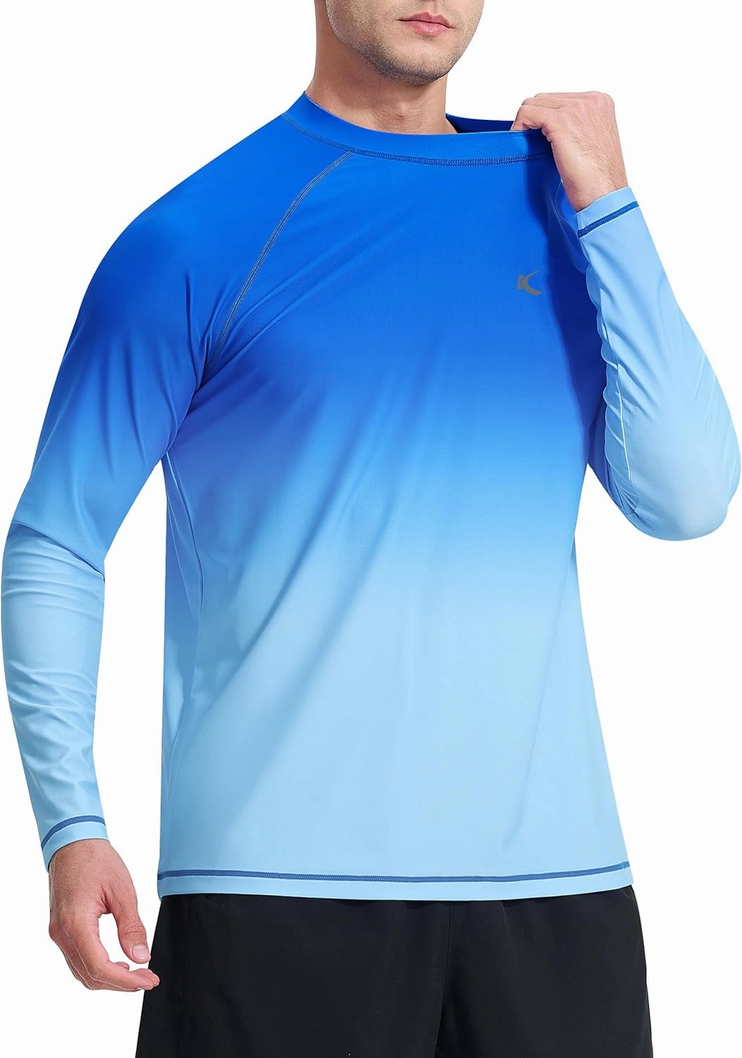 Mens Rash Guard UPF 50  Swim Shirts UV Sun Protection T-Shirt Quick Dry Long Sleeve Beach Shirts for Fishing