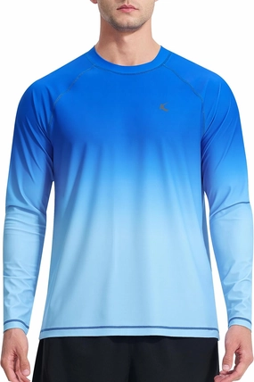 Mens Rash Guard UPF 50  Swim Shirts UV Sun Protection T-Shirt Quick Dry Long Sleeve Beach Shirts for Fishing