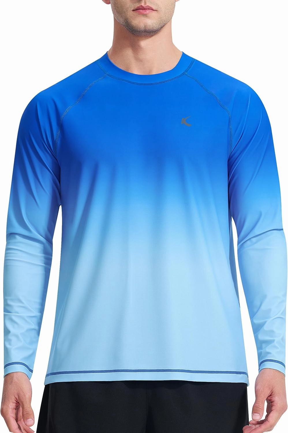 Mens Rash Guard UPF 50  Swim Shirts UV Sun Protection T-Shirt Quick Dry Long Sleeve Beach Shirts for Fishing
