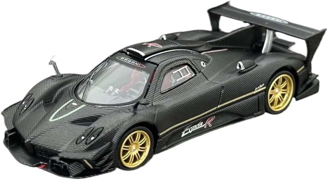 Metal Vehicles Toys 1:64 for Pagani Revolucion Dry Carbon Alloy Car Model Black Metal Display Stand Decorative Ornament Home Or Office Décor