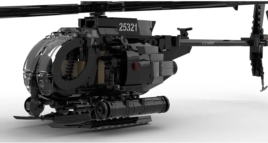 MH-6 Little Bird Helicopter Model Building Kit, Military Series Building Block Set, Creative Interactive Building Toy for Teens and Up (595PCS )