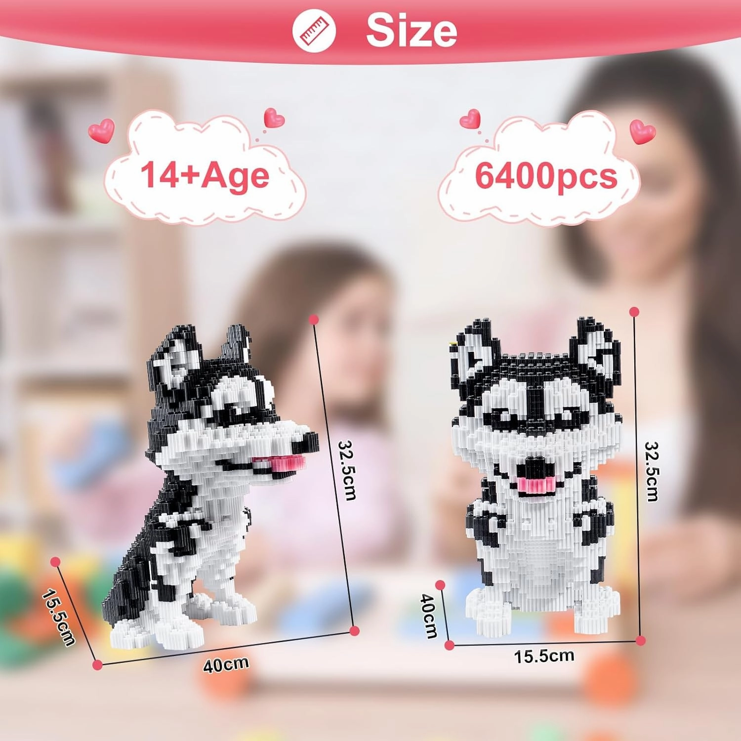 Micro Dog Building Husky Set, DIY Animal 3D Puzzle Building Toy Bricks Set, Educational Particle Building Blocks Toys Kits Gifts for Kids or Adult (6400PCS)