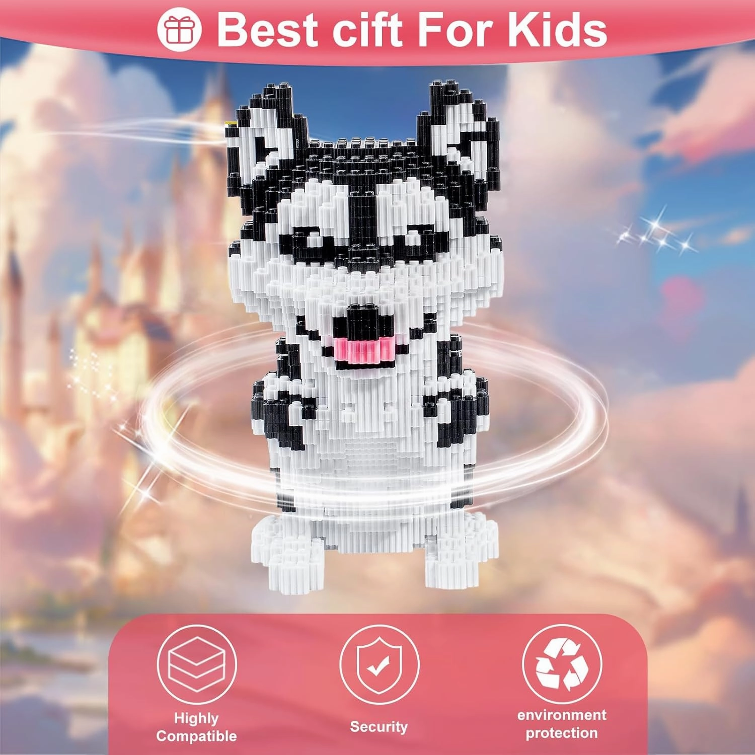 Micro Dog Building Husky Set, DIY Animal 3D Puzzle Building Toy Bricks Set, Educational Particle Building Blocks Toys Kits Gifts for Kids or Adult (6400PCS)