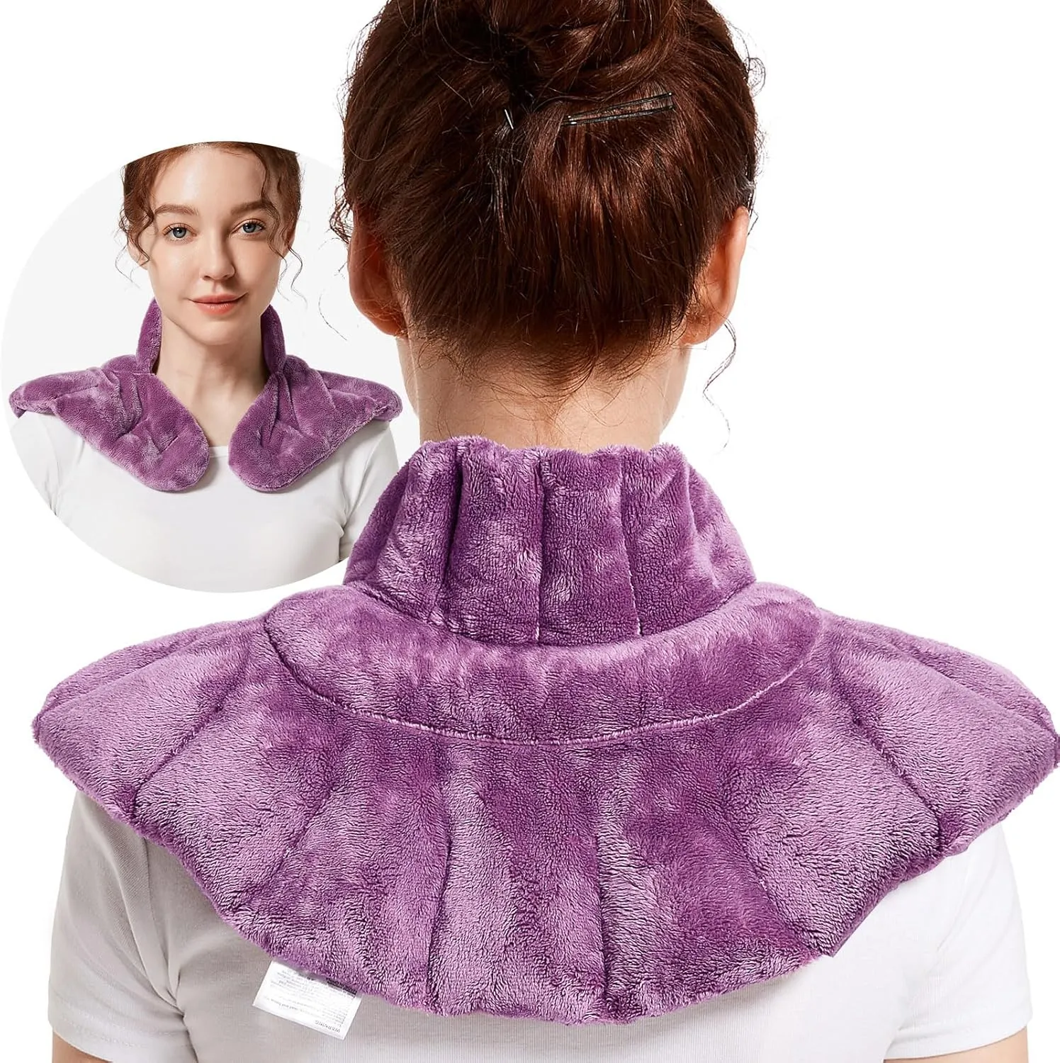 Microwavable Heating Pad for Neck, Shoulders, and Back - Weighted Neck Warmer with Moist Heat, Purple, Lavender Scented