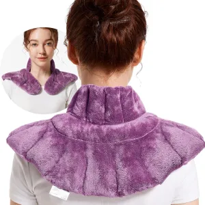 Microwavable Heating Pad for Neck, Shoulders, and Back - Weighted Neck Warmer with Moist Heat, Purple, Lavender Scented