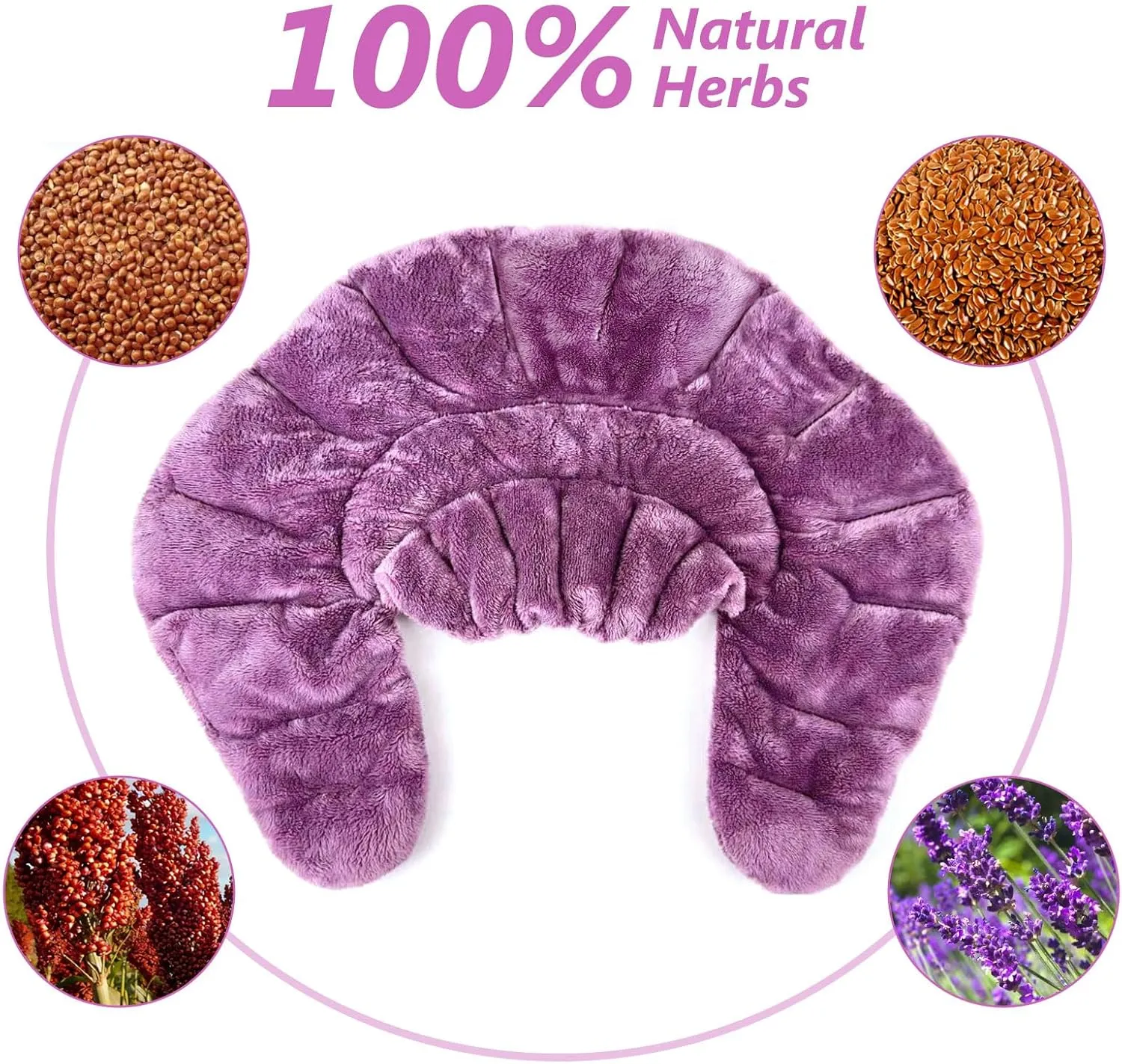Microwavable Heating Pad for Neck, Shoulders, and Back - Weighted Neck Warmer with Moist Heat, Purple, Lavender Scented