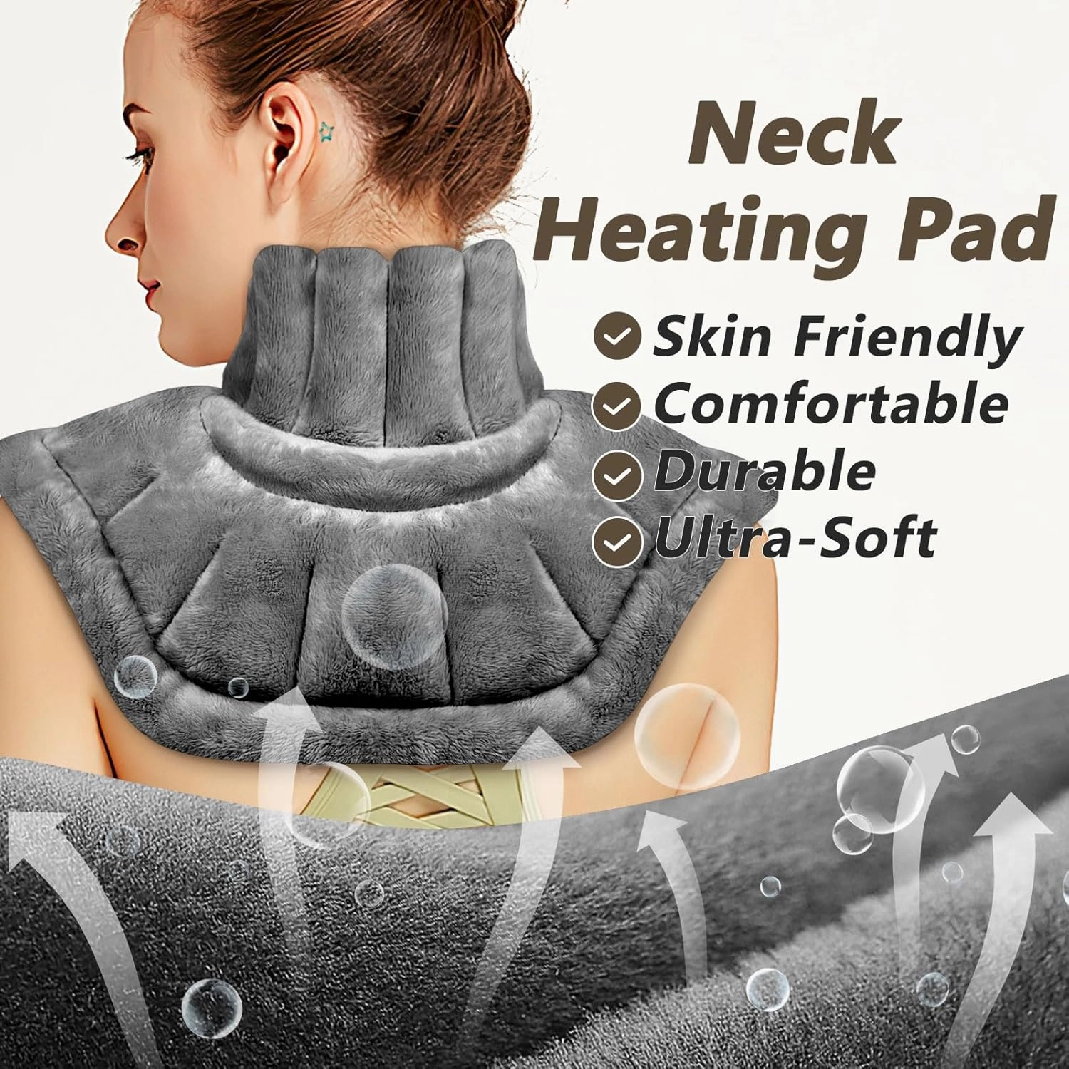 Microwave Heating Pad for Neck Shoulders and Back Pain Relief with Moist Heat, Weighted Microwavable Heated Neck Wrap Warmer, Uncented Gery