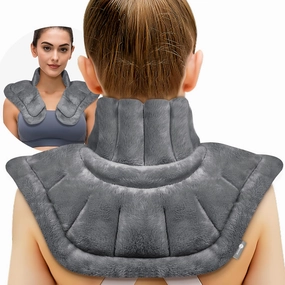 Microwave Heating Pad for Neck Shoulders and Back Pain Relief with Moist Heat, Weighted Microwavable Heated Neck Wrap Warmer, Uncented Gery