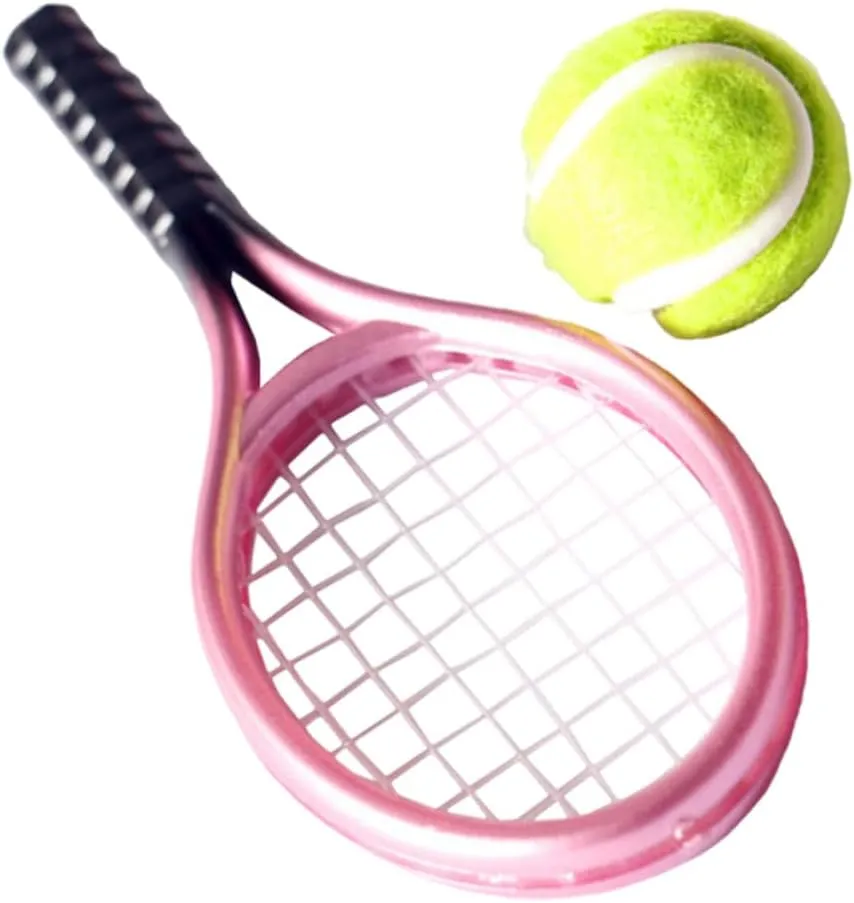 Mikikit Tennis Racket Model Tennis Ball Mini House Decor Mini House Rackets Model Mini Tennis Rackets Model Mini