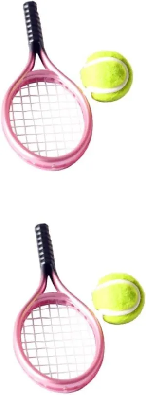 Mikikit Tennis Racket Model Tennis Ball Mini House Decor Mini House Rackets Model Mini Tennis Rackets Model Mini