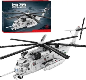 Military Helicopter Building Block Toy, 1/35 Ch-53E Building Set Fighter Jet Airplane Toy Model for Teenagers and Adults(2192 Pieces)